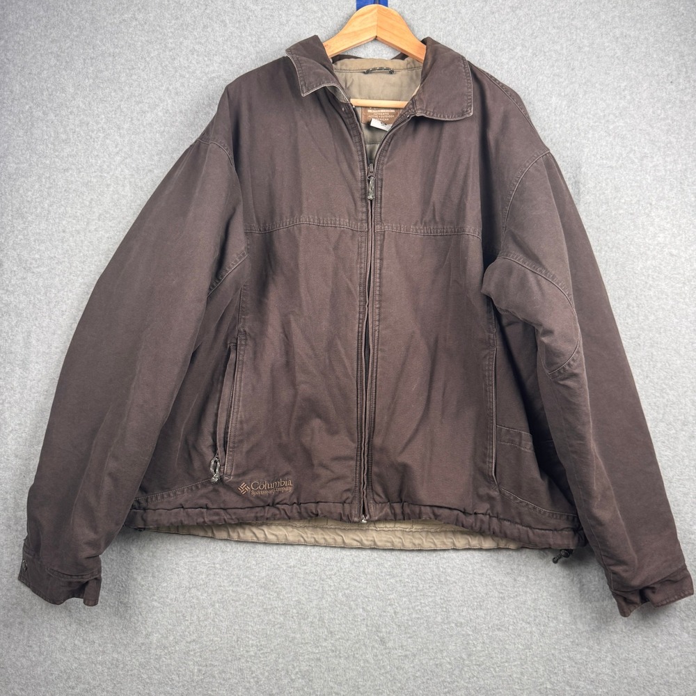 Columbia Canvas Jacket Mens XL Brown Quilted Lined Full Zip Workwear Barn Chore
